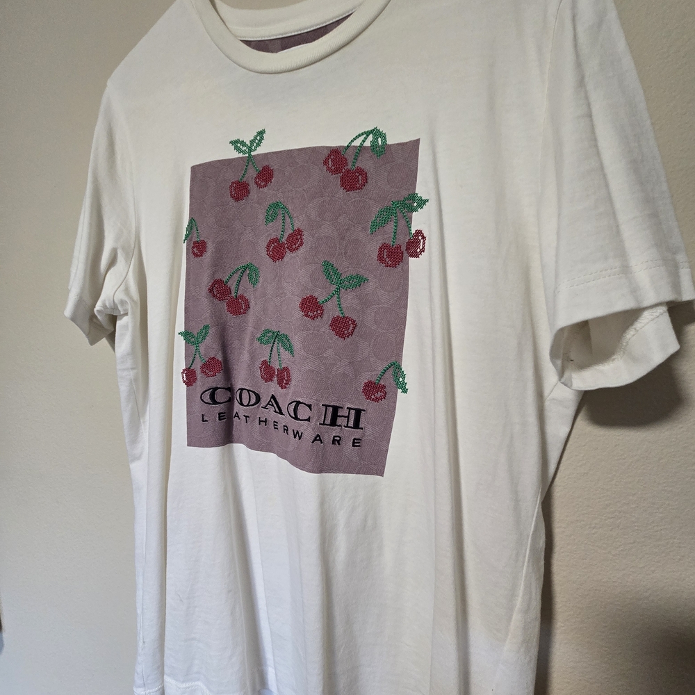 Coach White Cherry Logo Tee